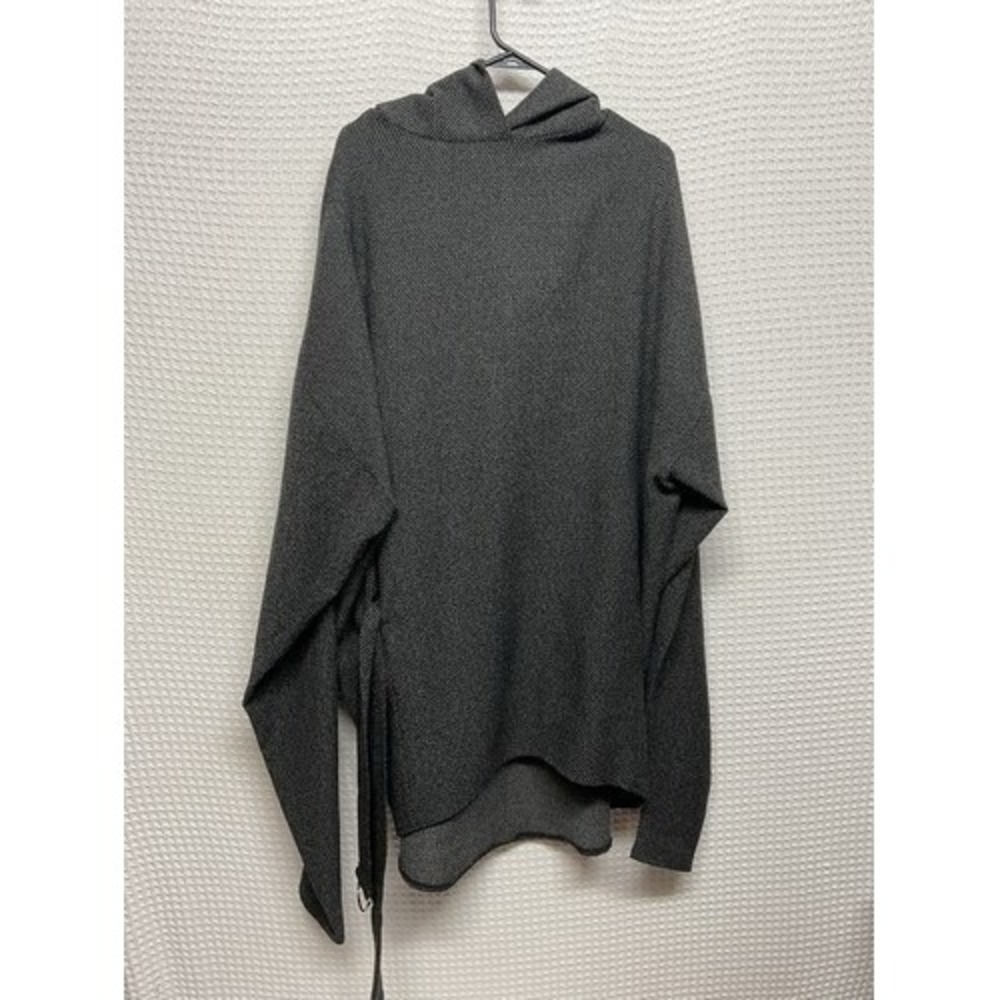 Meem Label Black/Grey Belted LagenLook Hooded Shirt Mini Dress Women One Size UK